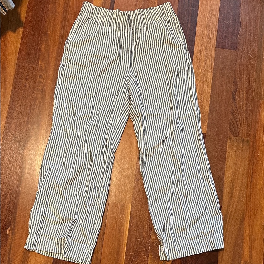 Old Navy White & Navy Striped Pull-On Pants